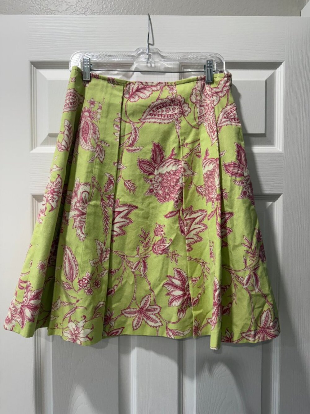 3 Sisters Floral A-Line Skirt Green Pink Print